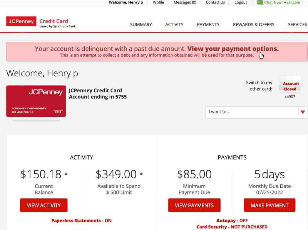 Clicked on Payment Options.