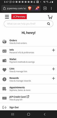 JCP Mobile Login